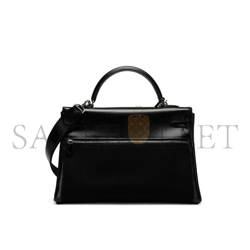 H**mes A BLACK SWIFT LEATHER & CANVAS KELLY LAKIS 32 WITH PALLADIUM HARDWARE (32*23*10cm)